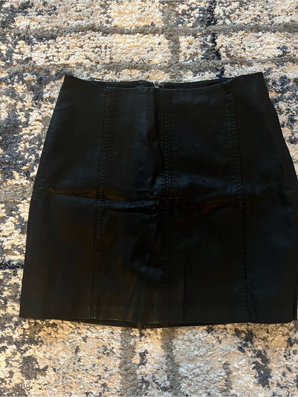 Free People Black Leather Mini Skirt